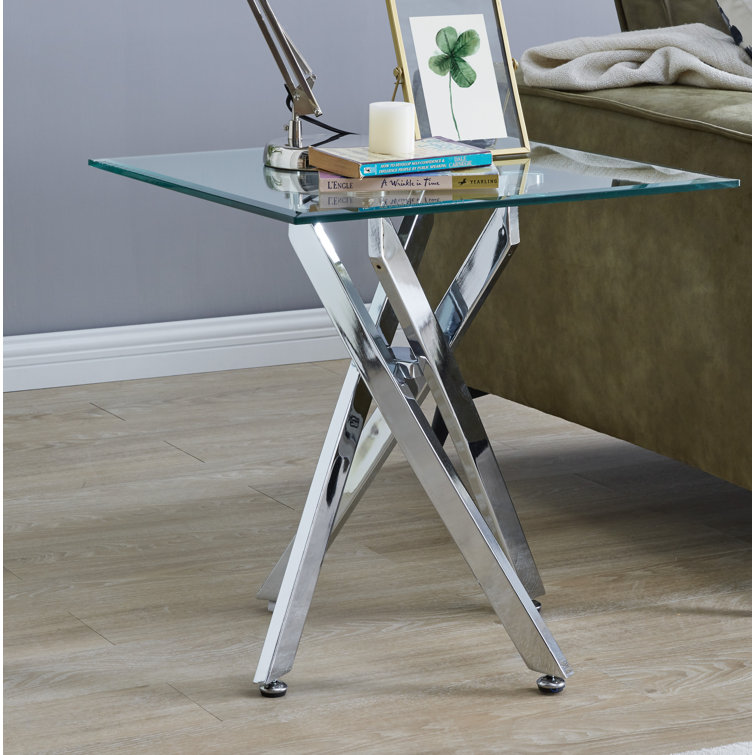Square chrome side table hotsell